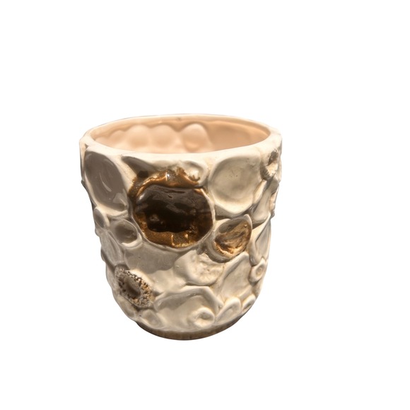 Napcoware Other - Vintage Napcoware C-7877 Ceramic Planter Gold Bronze Textured Crater Vase 4in